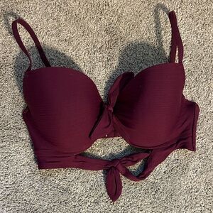 Burgundy Tie-Front Bikini Top